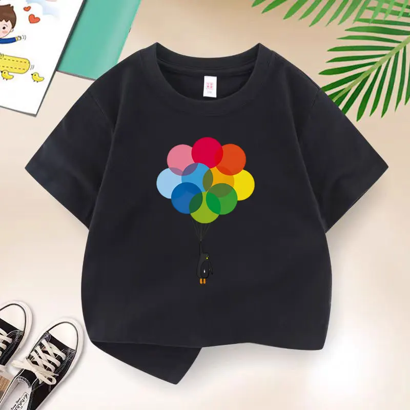 New 2025 Summer Fashion Children's Free Penguins Teen T-shirt Boys T Shirt Boys Clothes Print Cotton T Shirts Kids Clothes