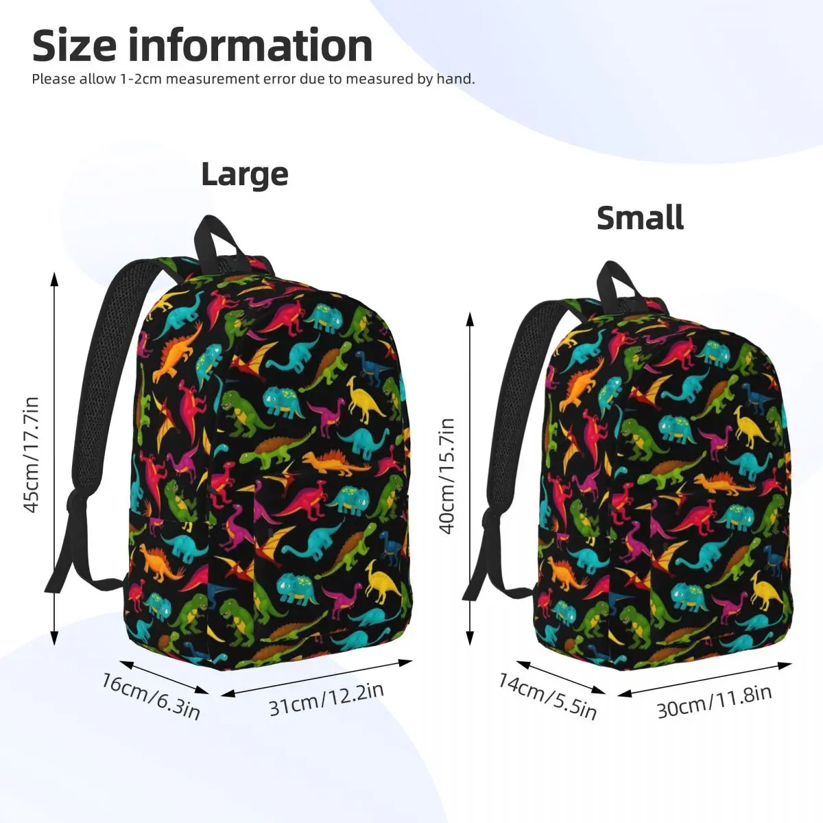 Fun Pattern Rex Dinosaur Backpack for Boy Girl Kids Student School Bookbag Canvas Daypack Kindergarten Primary Bag Gift