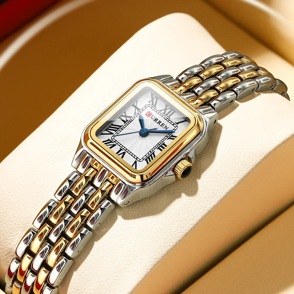 CURREN 9116 Women Luxury Quartz Watch Square Roman Dial Stainless Steel Bracelet Elegant Laides Wristwatch Reloj Mujer