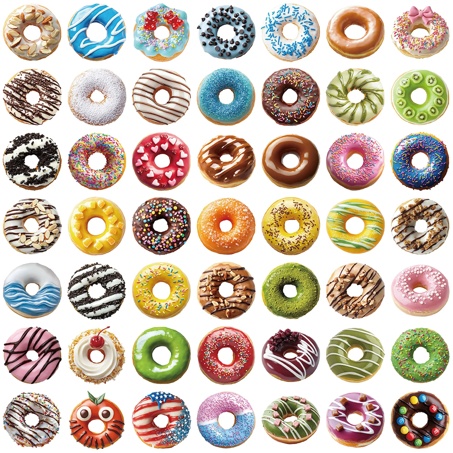50/100PCS Sweet Donut PET Stickers Exquisite Handheld Materials Phone Cases Laptop Suitcases Water Cups Waterproof PET Sticker