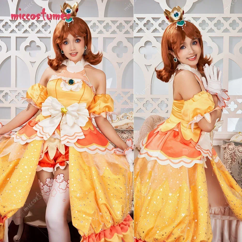 Miccostumes x akuoart Women\'s Princess Cosplay Costume Puff Sleeves Top and Shorts with Skirt and Gloves