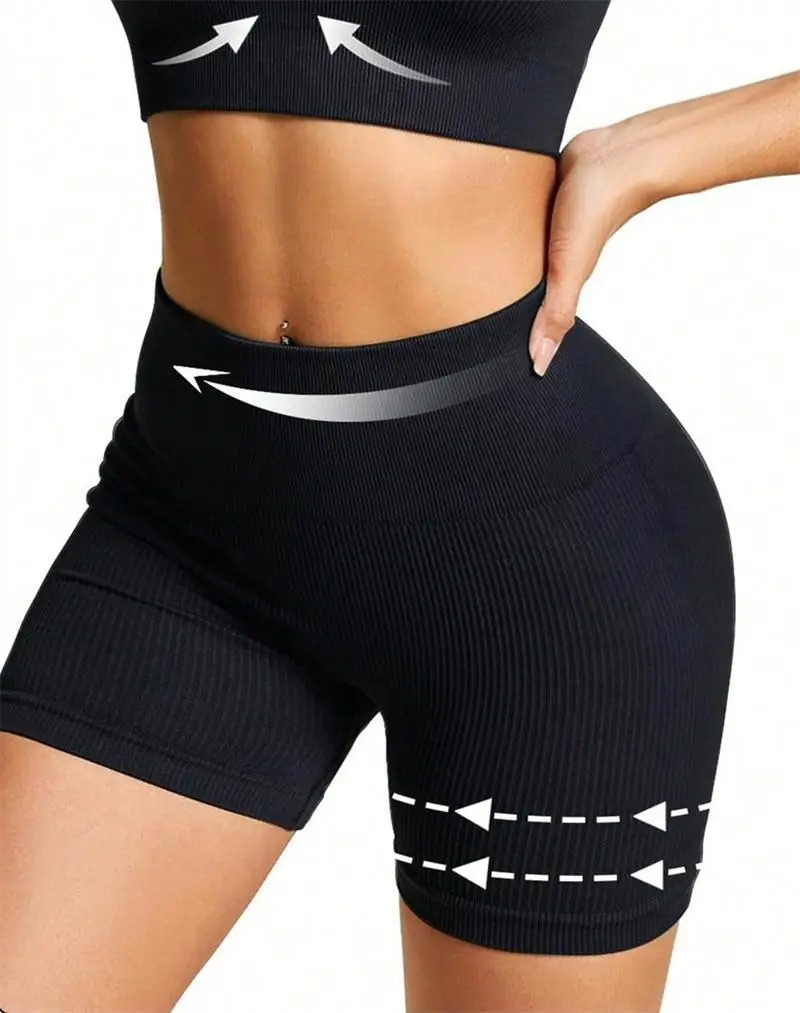 Women Yoga Shorts3 Piece Workout Athletic Seamless High Wasit Gym Leggings