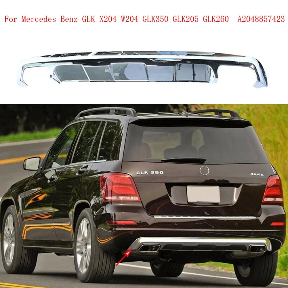 

A2048857423 Rear Bumper Chrome Chromium Trim Spoiler Diffuser For Mercedes Benz GLK X204 W204 GLK350 GLK205 GLK260 2013-2015