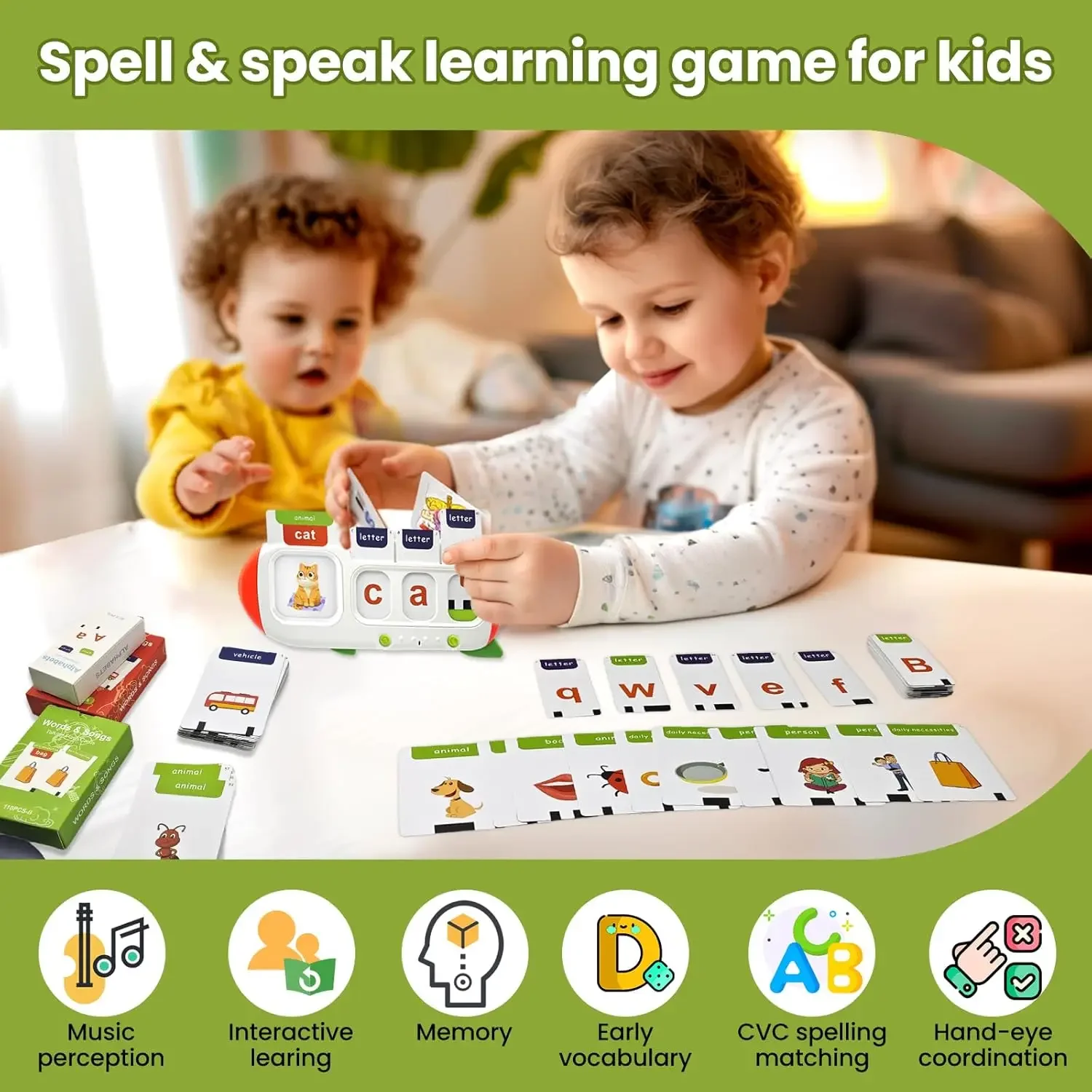107 palabras visuales, juegos a juego de letras, tarjetas Flash Parking para niños pequeños de 2 a 6 años, juguetes de terapia del habla de ortografía, juguetes de aprendizaje para niños