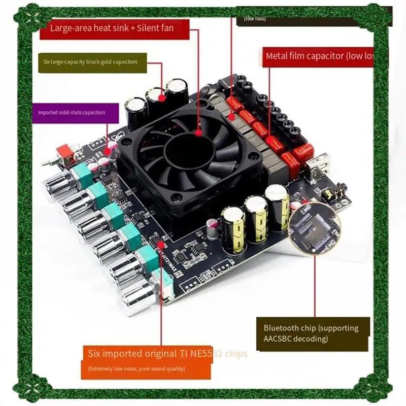 24-Hour Delivery HT21MAX 2.1 Channel 200Wx2+ 400W Bluetooth Digital Amplifier Board TPA3223 Subwoofer Support