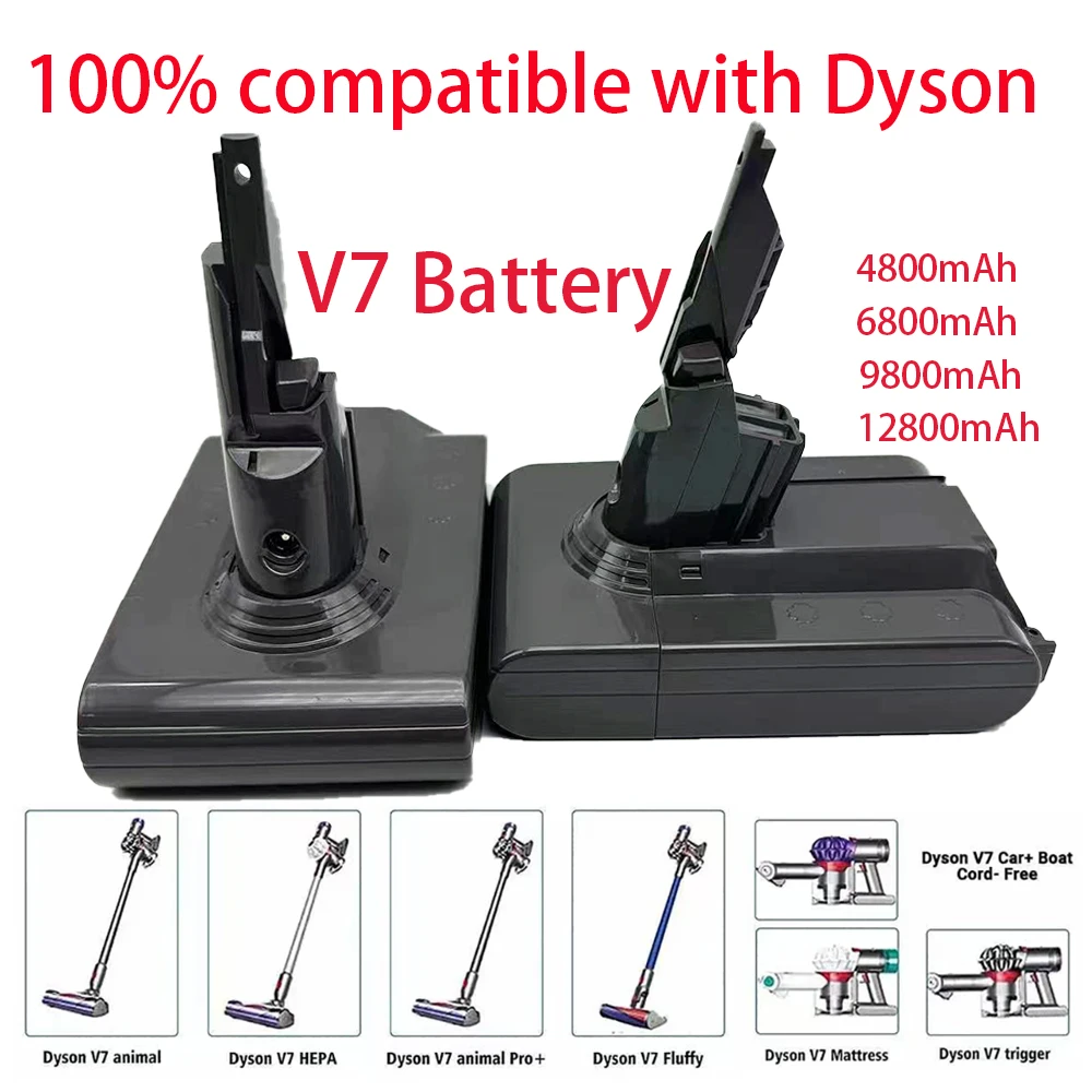 

12800 мАч 21,6 В литиевая батарея V7 Замена для Dyson V7 Motorhead Pro V7 Trigger V7 Animal V7 Автомобиль + лодка V7 Fluffy SV11 Батарея