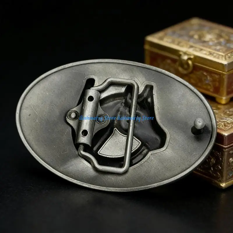 573B Eye Catching Belt Buckle Multiple Widths Horse Head Design Metal Construction for Efficient Setup