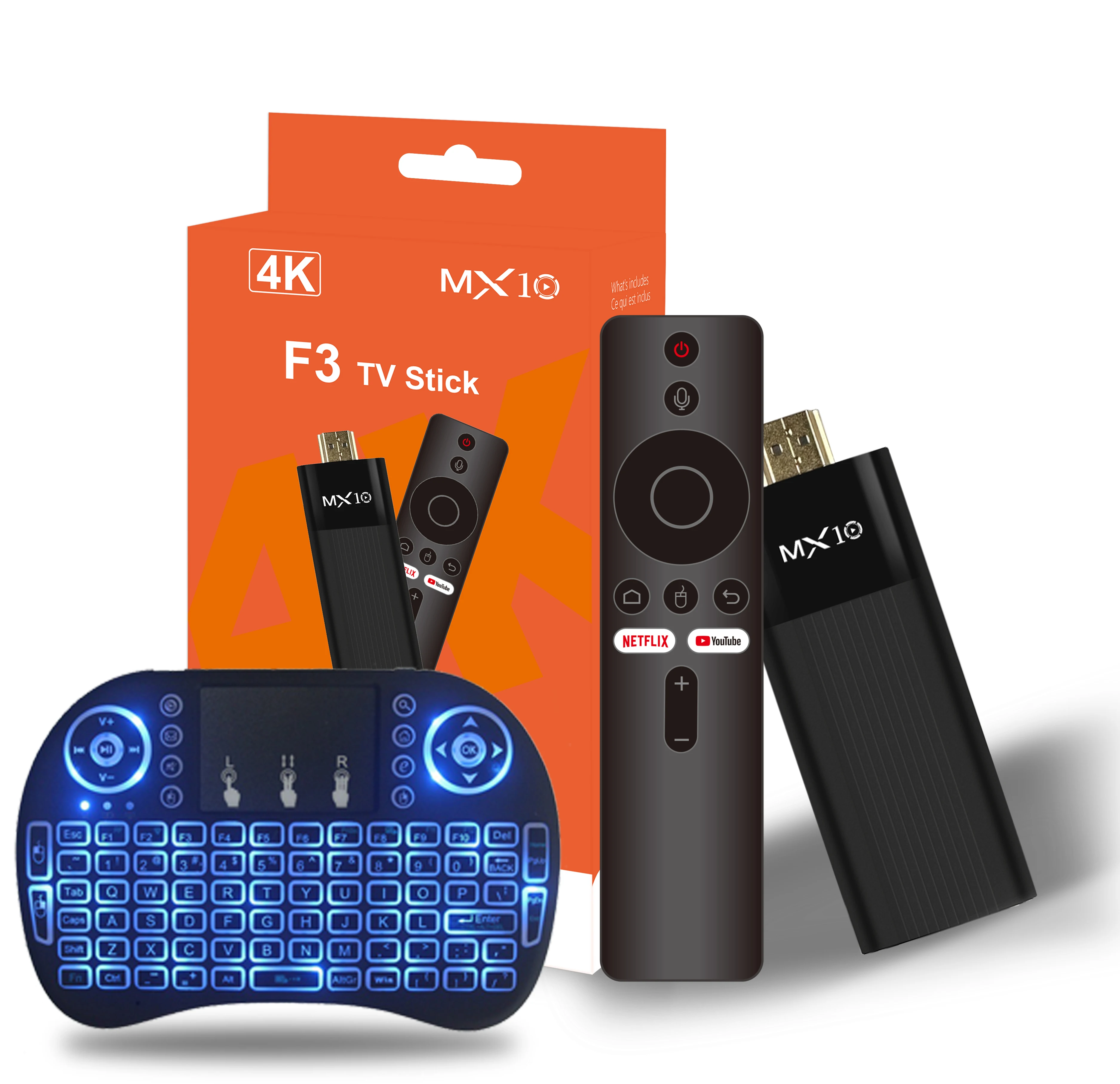 

Mini Wireless Keyboard & Amazon Fire TV Stick MX10 F3 Allwinner H313 Android 13 Bluetooth 2.4G Air Mouse Remote with Backlight