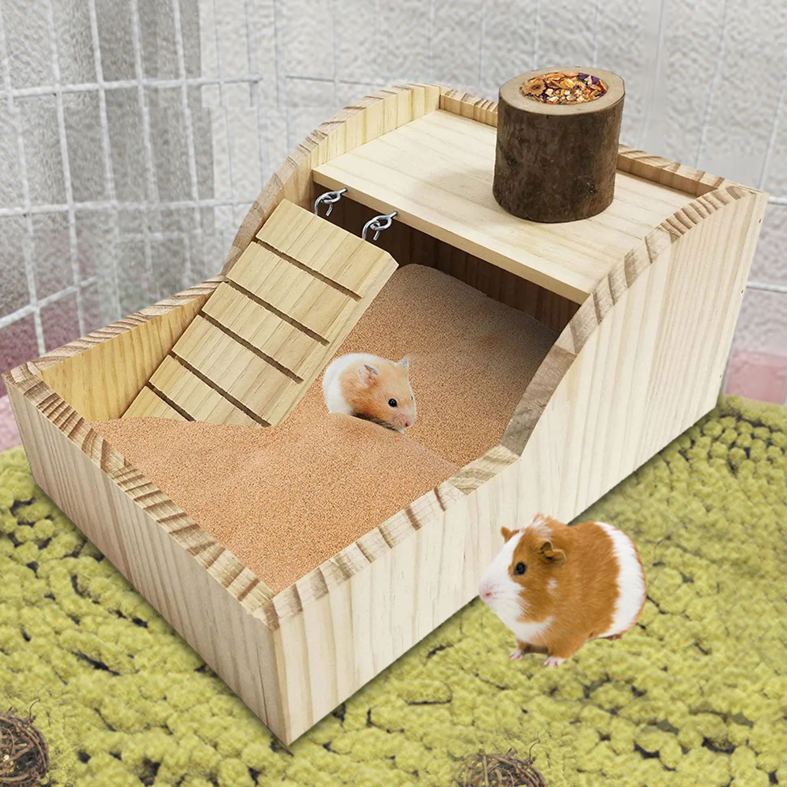 Hamster House Funny Habitat Decor with Ladder Gerbil House Cage Accessories for Mice Hamster Small Animals