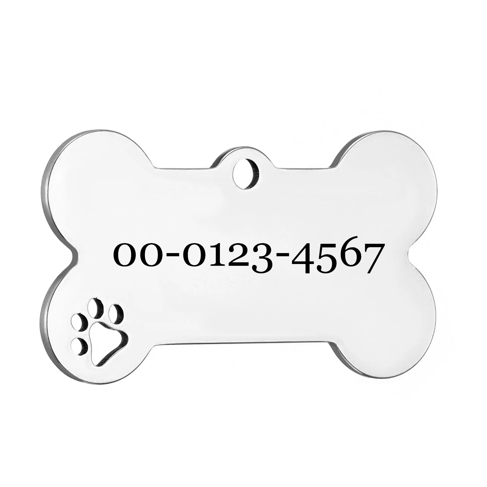 Stainless steel ID Tag For Dog Cat Cosplay Collar Hollow Footprints Accessories Free Engraving Nameplate Name Lettering Number