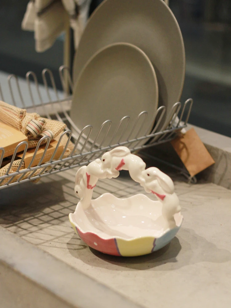 

Винтажная круглая корзина для хранения в форме кролика, корзина для конфет, китайская корзина в стиле ретро, подарок для девочек