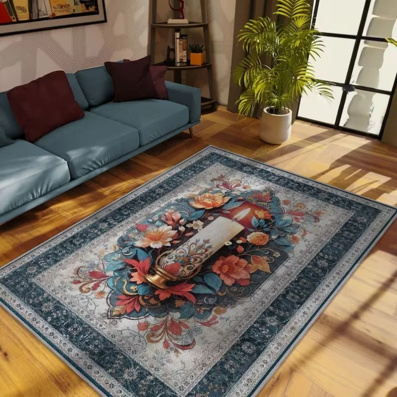 Floral Pattern Printed Decoration Living Room Carpets Home Large Area Bedroom Plush Rug Retro Fluffy Floor Mats Ковер Tapis 러그