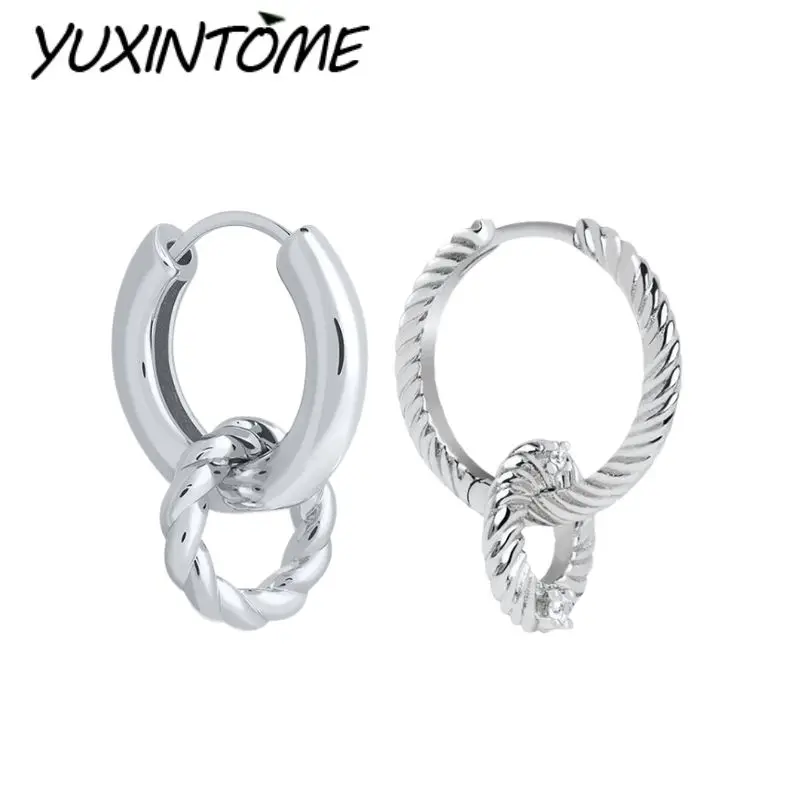 925 Sterling Silver Needle Personalized Trendy Geometric Design Circle Pendant Earrings Women's Fashion Party Earrings Jewelry