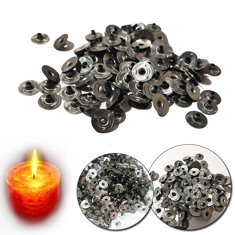 100Pcs Metal Wick Sustainers Kit Waxed Candle Wicks Base Handmade Candles Wick Carry Stand Holders Making Materials Supplies