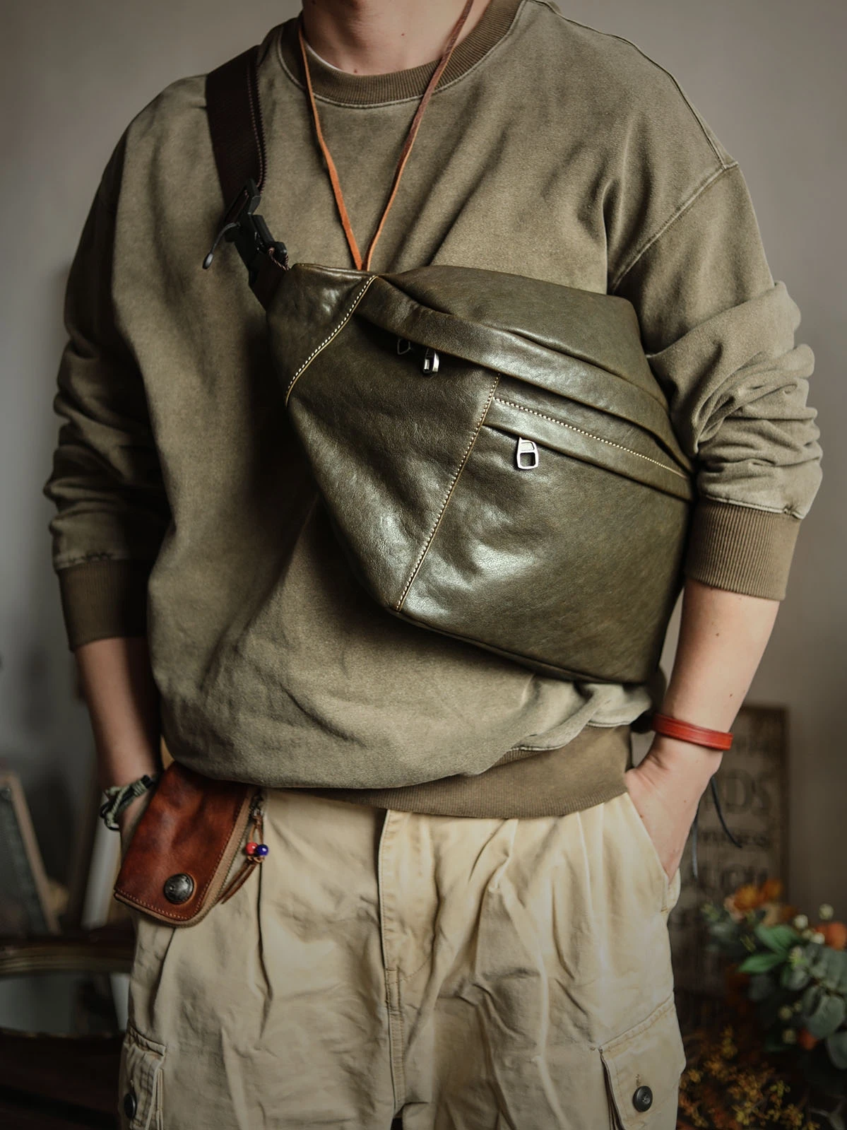 Men Genuine Leather Crossbody Bags Messenger Bag for Male Trendy Shoulder Bags Casual Travel Sling Bag Handbags