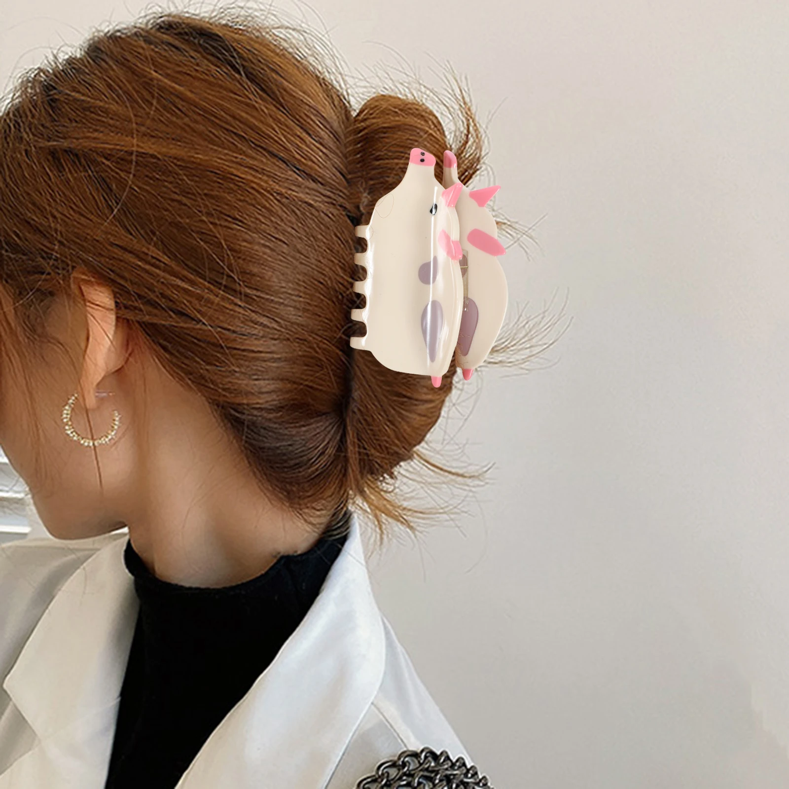 

Заколки для волос со свиньей, большие заколки с когтями, уксусная кислота для женщин, аксессуары для густых волос, декоративные заколки для волос с челюстью животных, инструмент для укладки