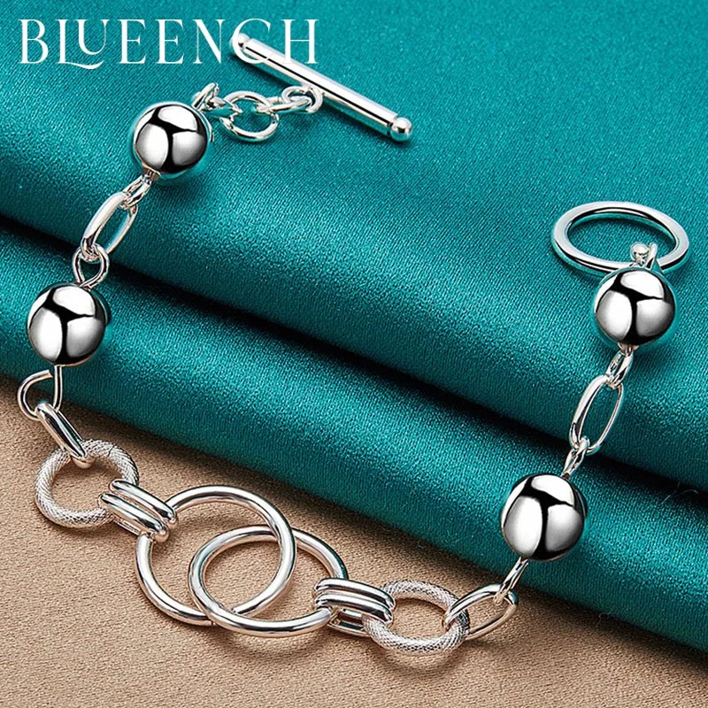 High Quality 925 Pure Silver Ball Ring Ot Buckle Bracelet For Women'S Christmas Party Temperament Fashion Jewelry