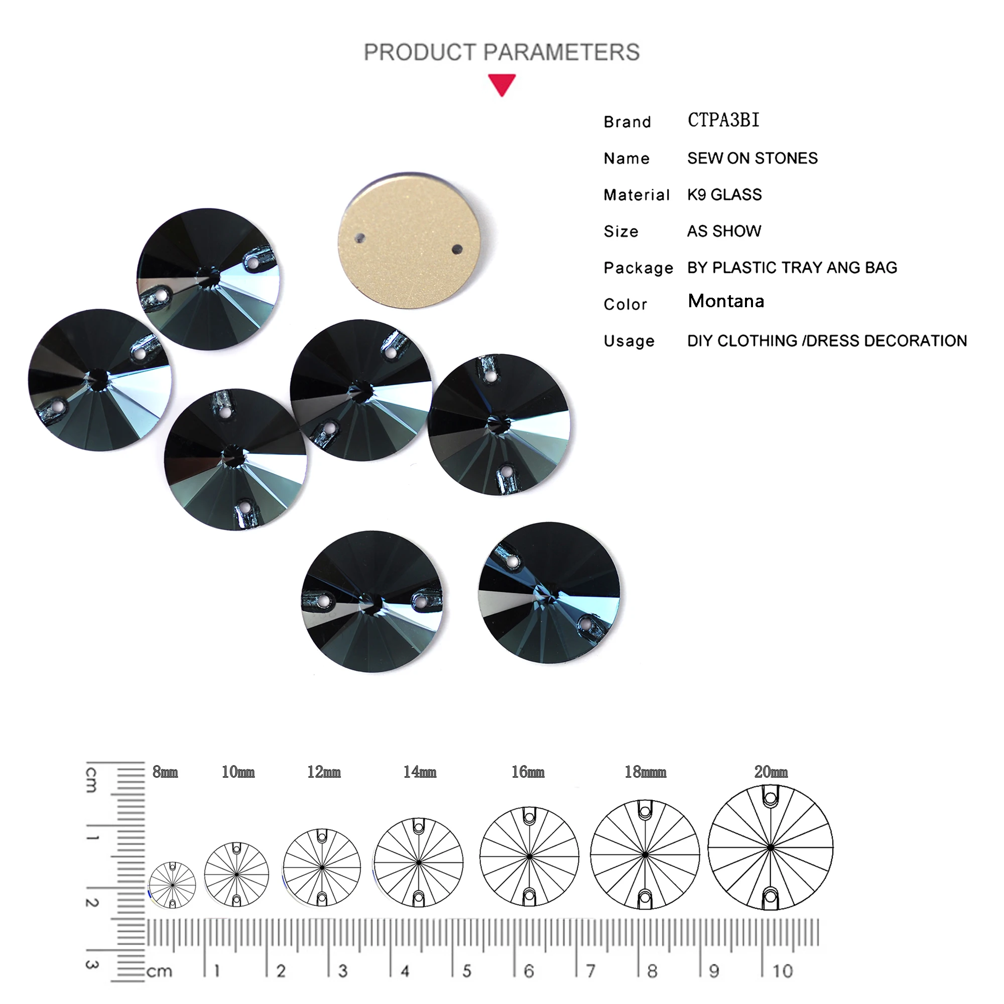 SW 3200 Rivoli Crystal Glass Montana cucito Strass Flatback Glass Sew On Stones Crystal Strass per abbigliamento