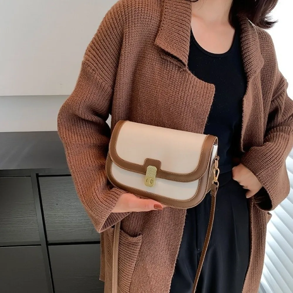 

Simple Texture PU Leather Shoulder Bag Square Korean Style Crossbody Bag Solid Color Versatile Women Underarm Bag Party
