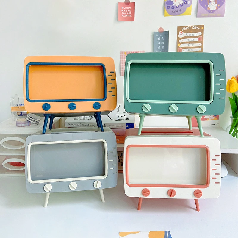 TV Tissue Box - Keep Your Tissues Handy While You Watch Mobile Phone Holder Drawer Paper Box Multi-functional Storage Box