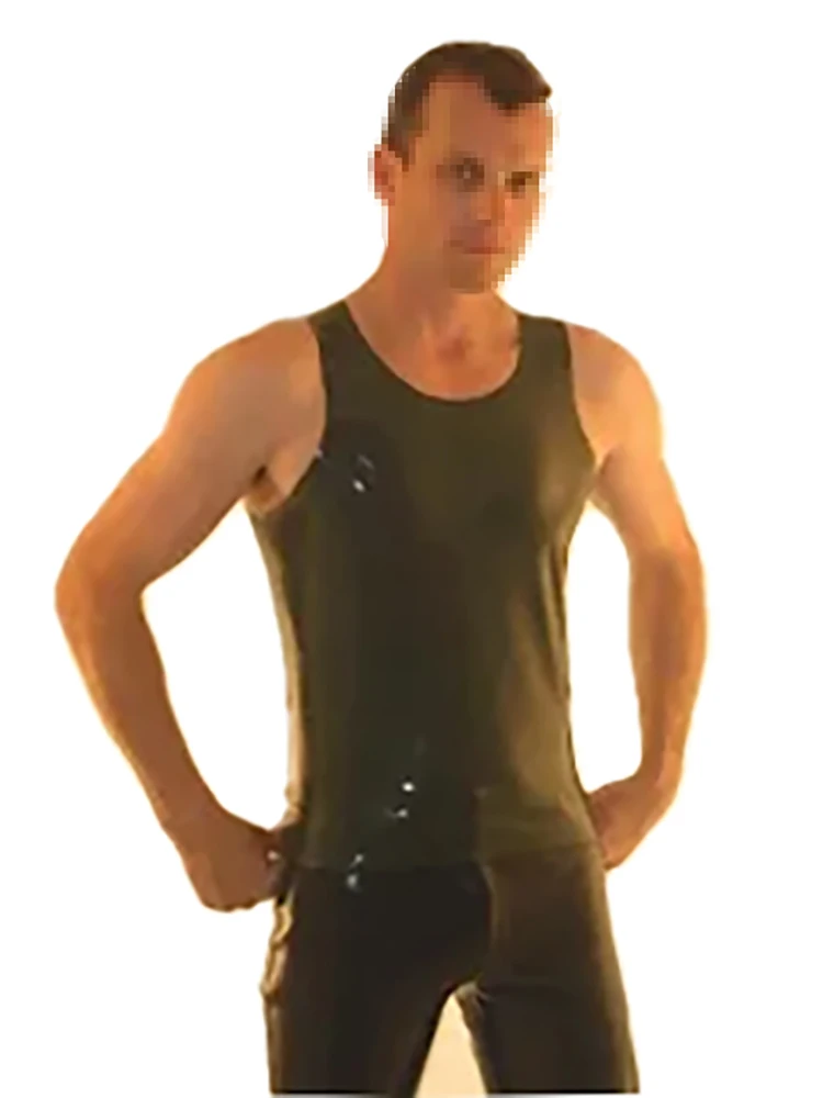 Latex Vest sexy Seamless  T-Shirts For Men Fetish Exotic Vests Cosplay Waistcoat  tight fit Tops Custom made