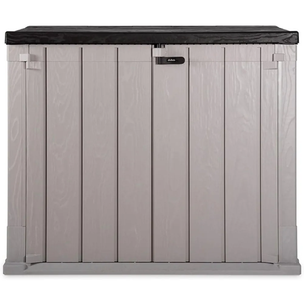 

Stora Way All Weather Outdoor XL Horizontal Storage Shed Cabinet for Trash Can, Garden Tools, and Yard Equipment,Taupe Gray