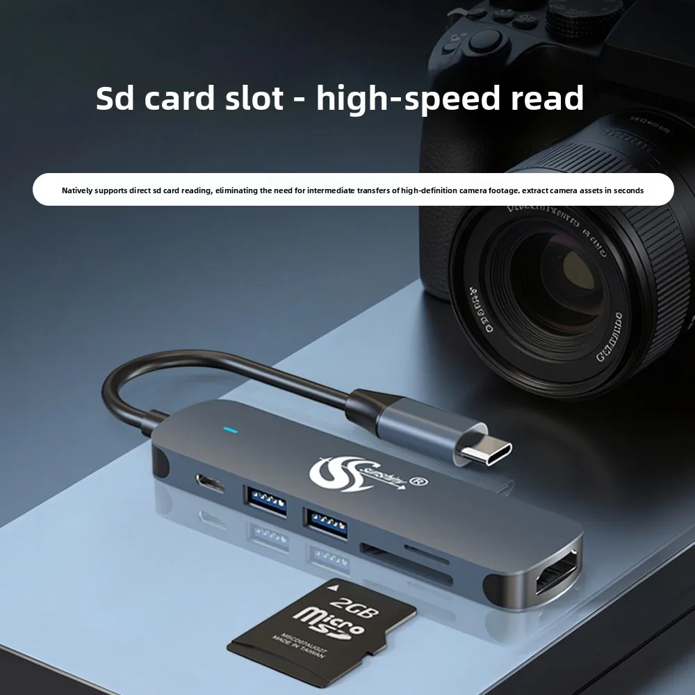 

Док-станция расширения «шесть в одном» Type-C, разветвитель USB-концентратора 3.0, возможность зарядки PD 100 Вт, многофункциональный удлинитель 4K