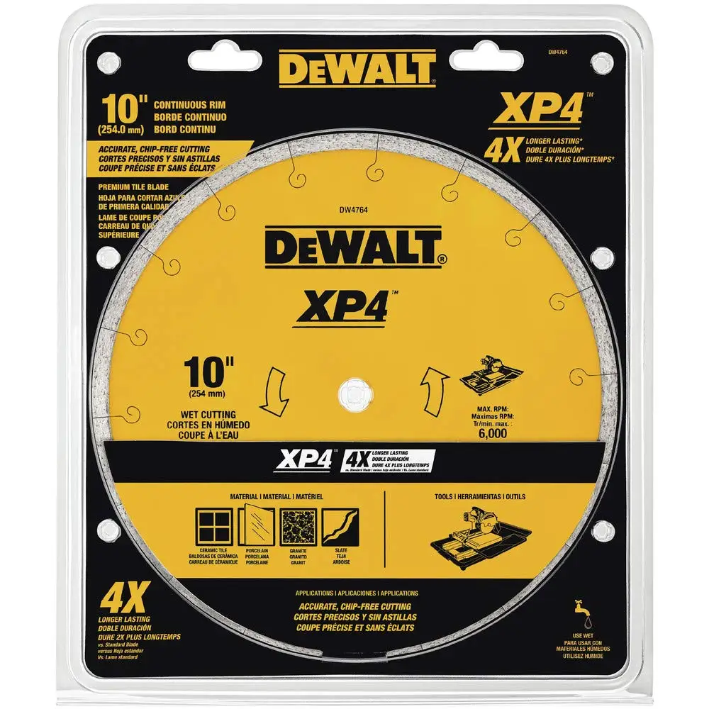 DEWALT Diamond Blade for Tile, Wet Cutting, 10-Inch x .060-Inch (DW4764)