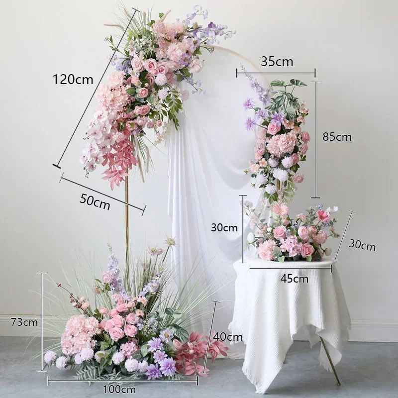 Artificial Pink Wedding Flowers Row Arches Backdrop Hanging Decor Party Christmas Table Centerpiece Fake Floral Ball Arrangement