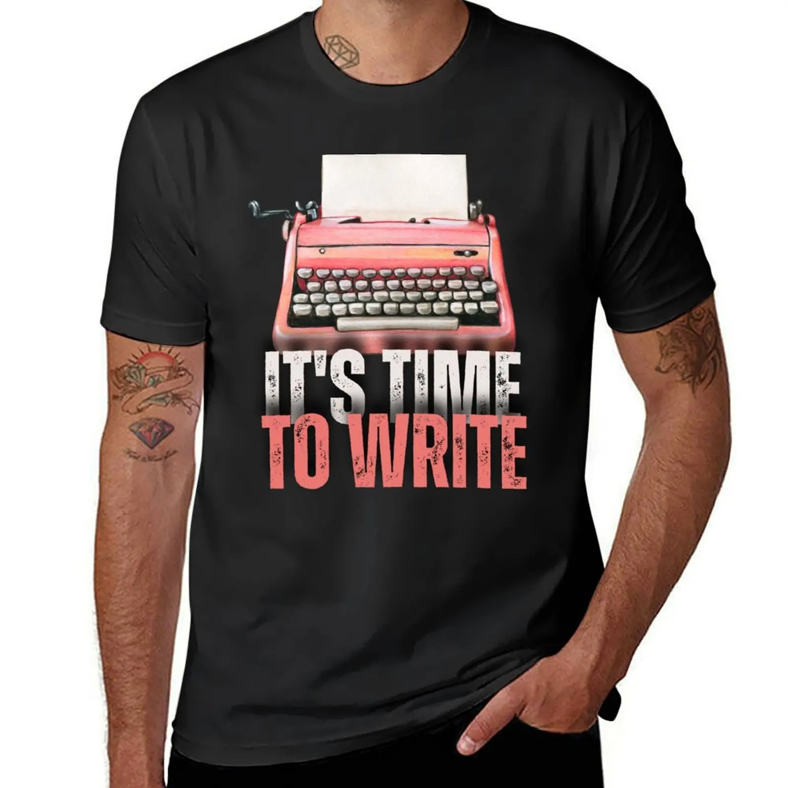 It's Time To Write & Pink Typewriter II T-Shirt quick-drying heavyweights boys whites summer clothes mens plain t shirts