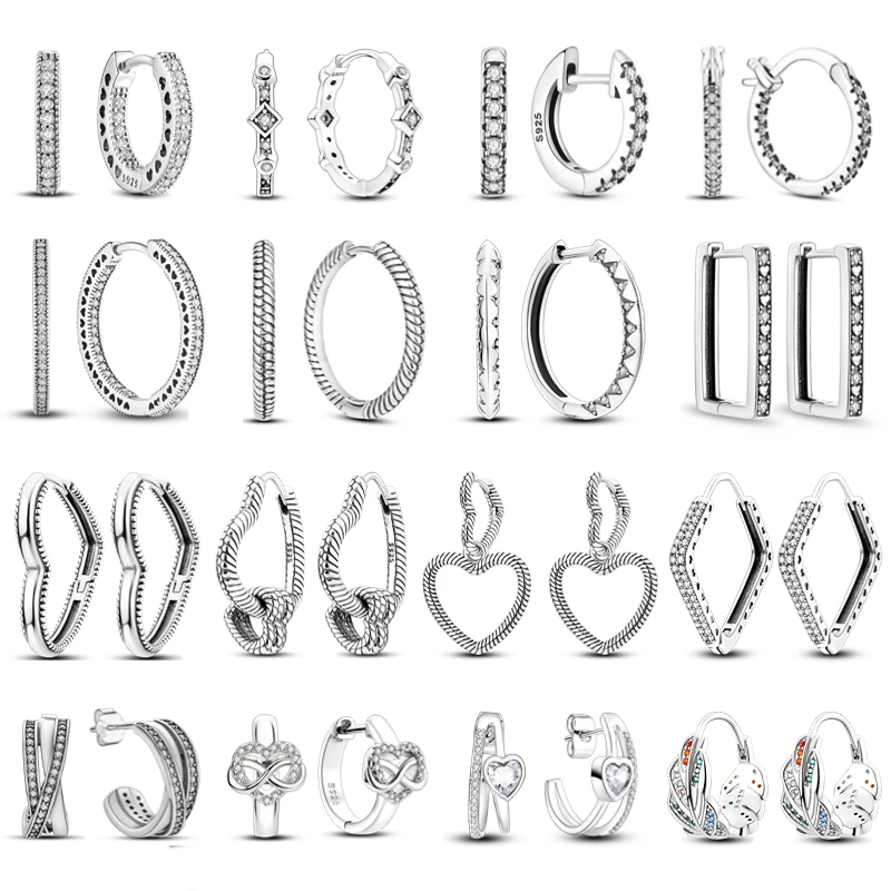 

Sparkle Hearts Hoop Earrings 925 Sterling Silver Earrings Pave CZ U Shape Wedding Jewelry Making For Women