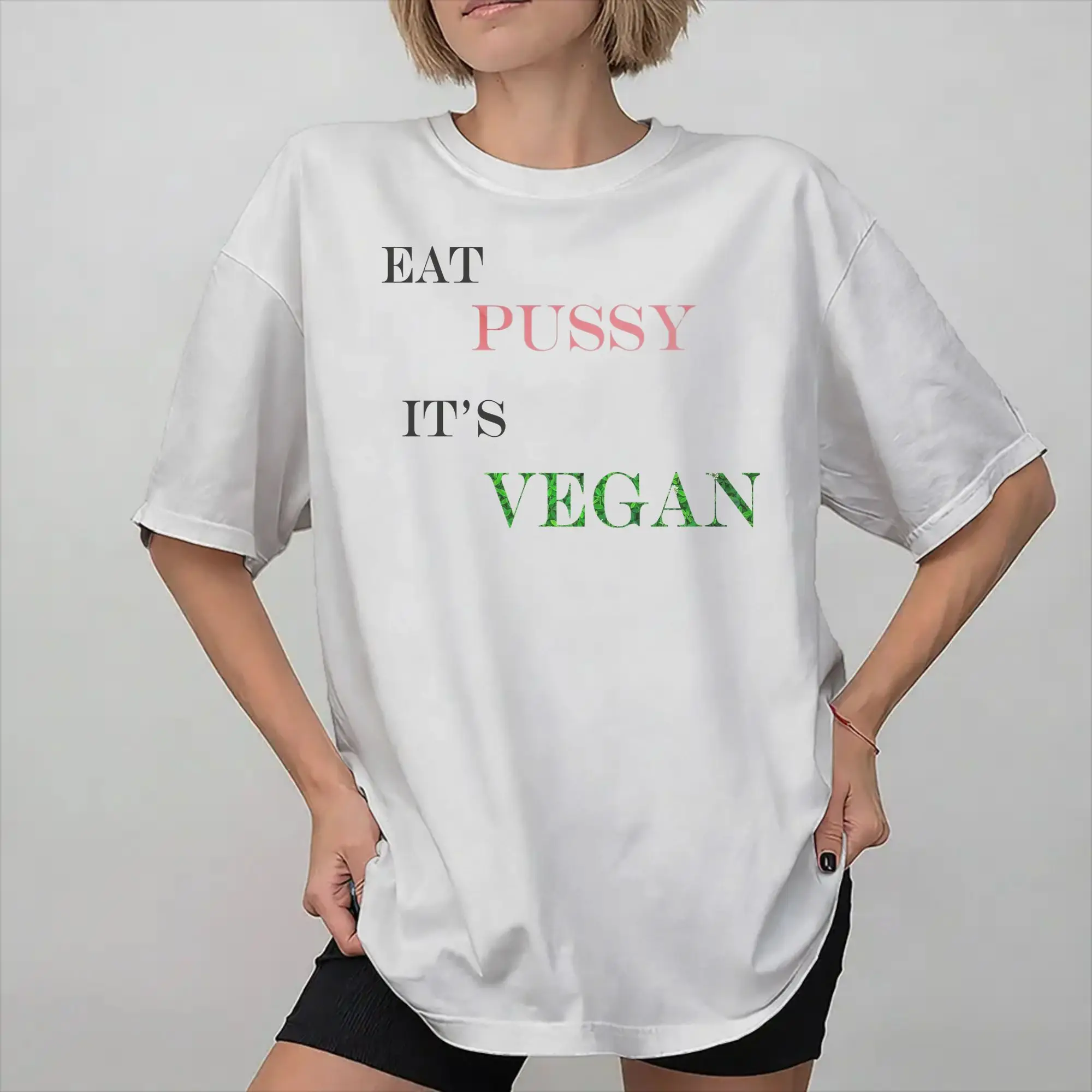 Mens Womens Eat Pssy Its Vegan Shirt 100% Cotton Graphic T-Shirt  Clothing Outfits