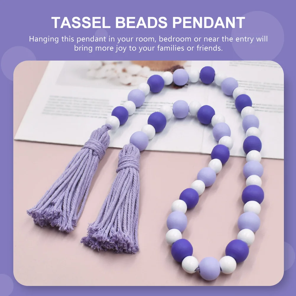 

Wood Beads String Tassel Hanging Pendant Creative Rustic Wooden Bead Garland Decorative Home Party Wall Hanging String Ornament