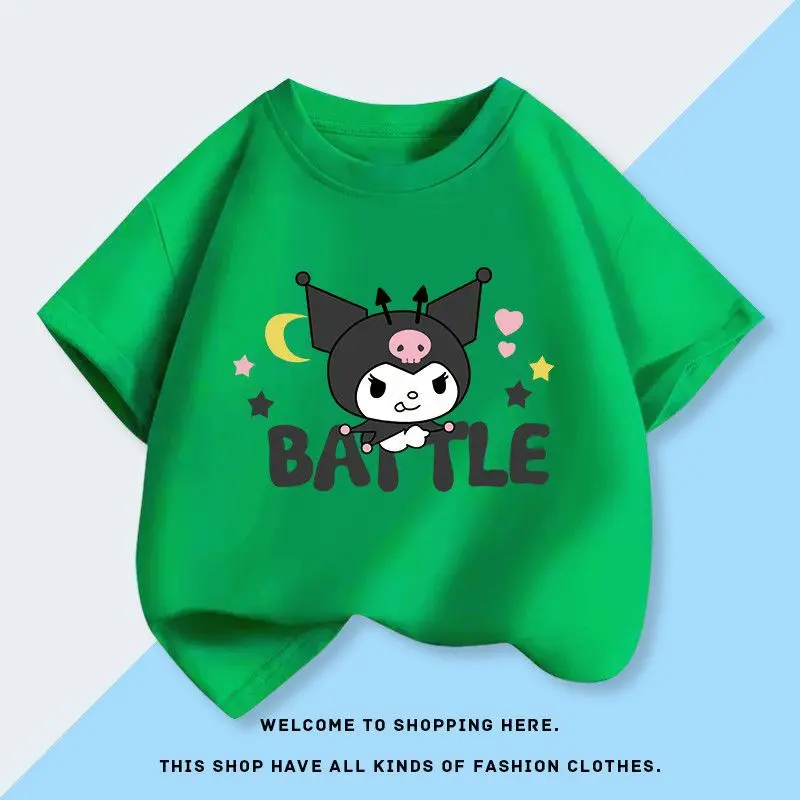 Summer New Kuromi Round Neck Cartoon Printed Children's T-sh