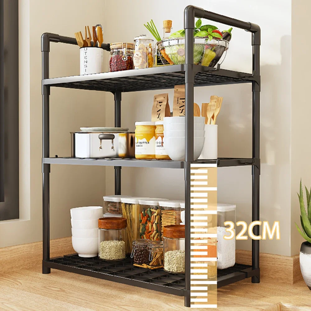 2/3Layer Kitchen Storage Shelf High-capacity Easy To Install Seasoning Rack PP Material Modern Minimalism Kitchen Furniture