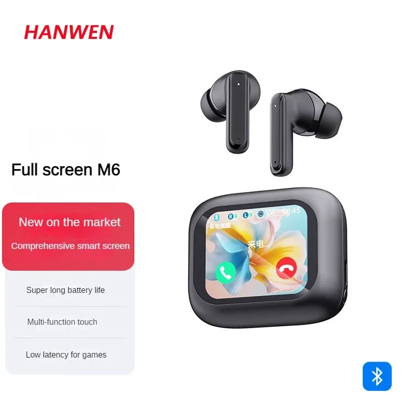 M6 Smart touch, long battery life, noise reduction, smart LED screen, low latency, high fidelity Bluetooth 5.4 headphones