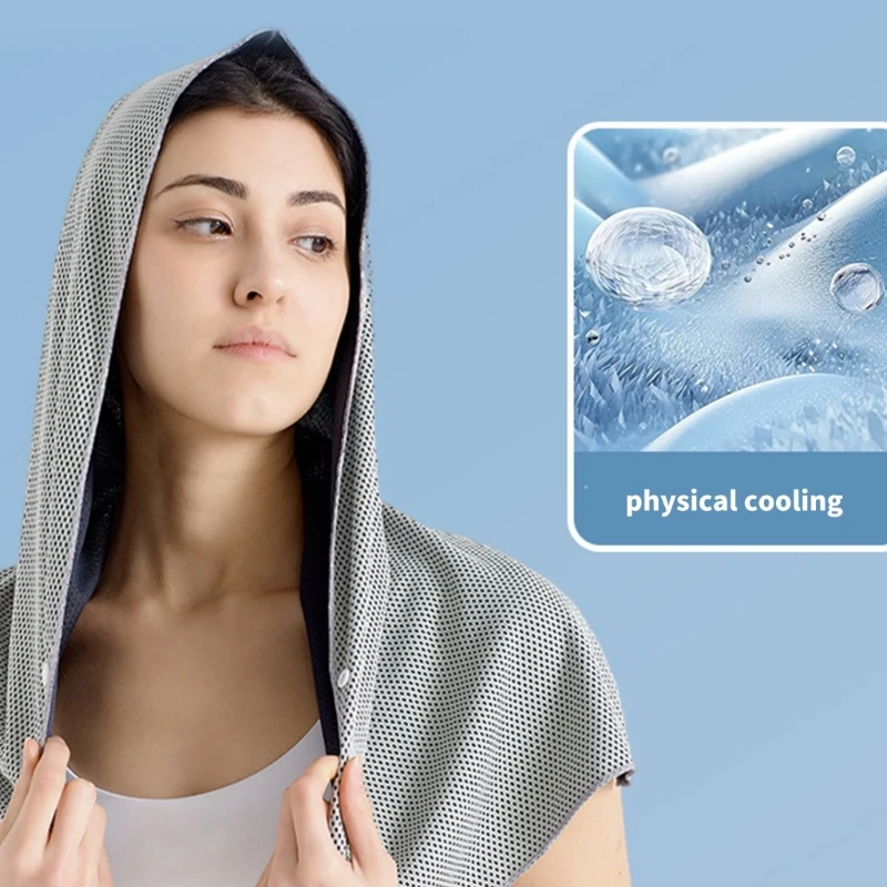 Q39E Pack of 2 Sun Protections Ice Silk Chill Neckwear Scarves Light Weight Cooling Head Wrap For Outdoor Activity And Travel