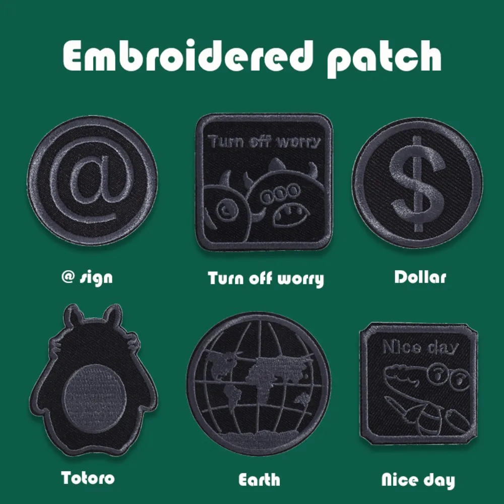 Black Owl Fashion Earth Embroidery Patch DIY Backpack Cloth Hat Bag Stick on Patches Repair Accessories Applique Sticker Sewing