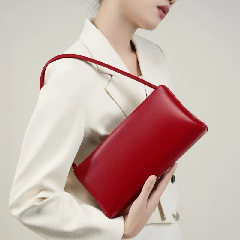 2025 nuevo bolso de lujo de diseñador de cuero para mujer, bolso de hombro rojo, monederos y bolsos para axila para mujer