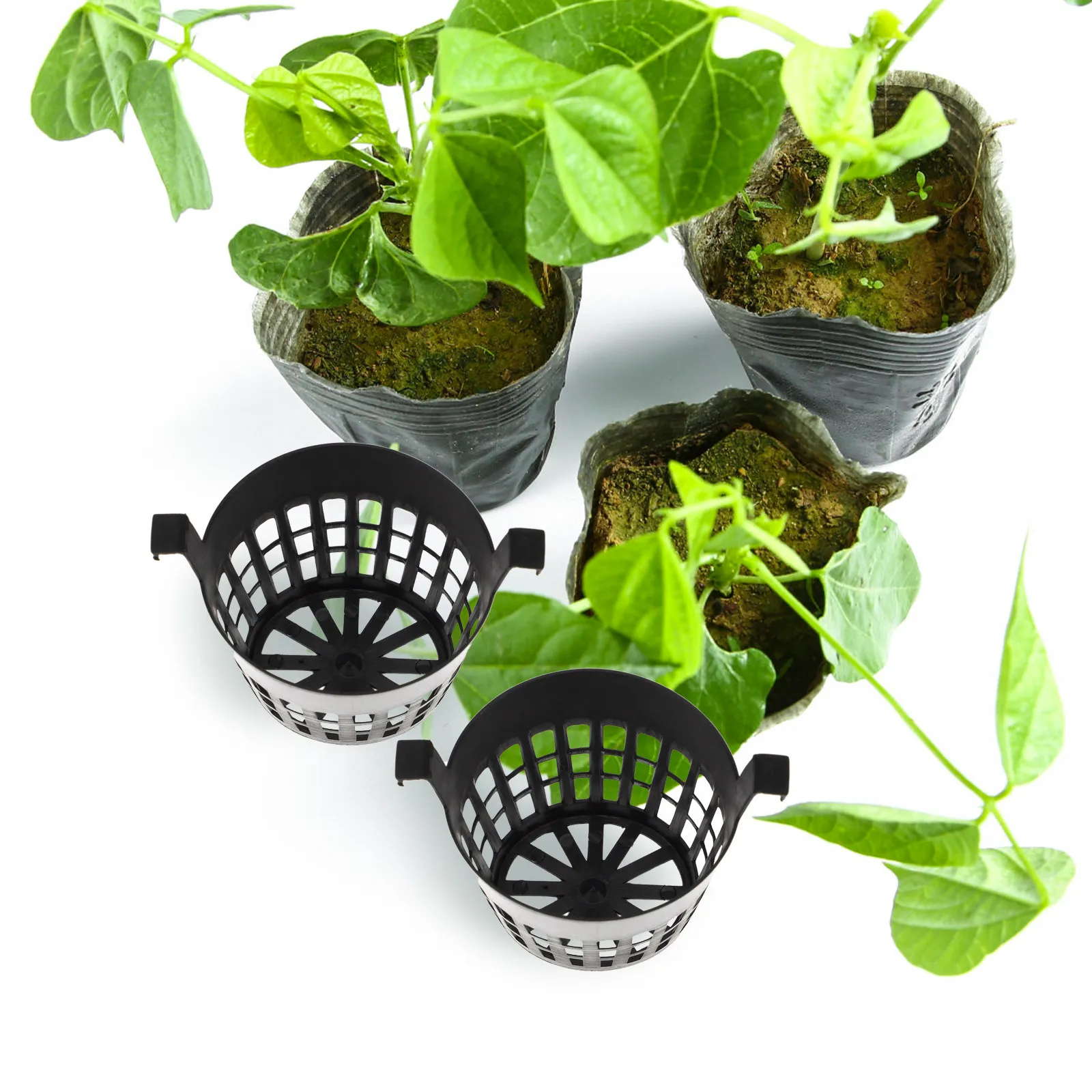 

10 шт. пластиковых гидропонных корзин для выращивания растений, сетчатые корзины для овощей, укрепление корней, держатель для проращивания