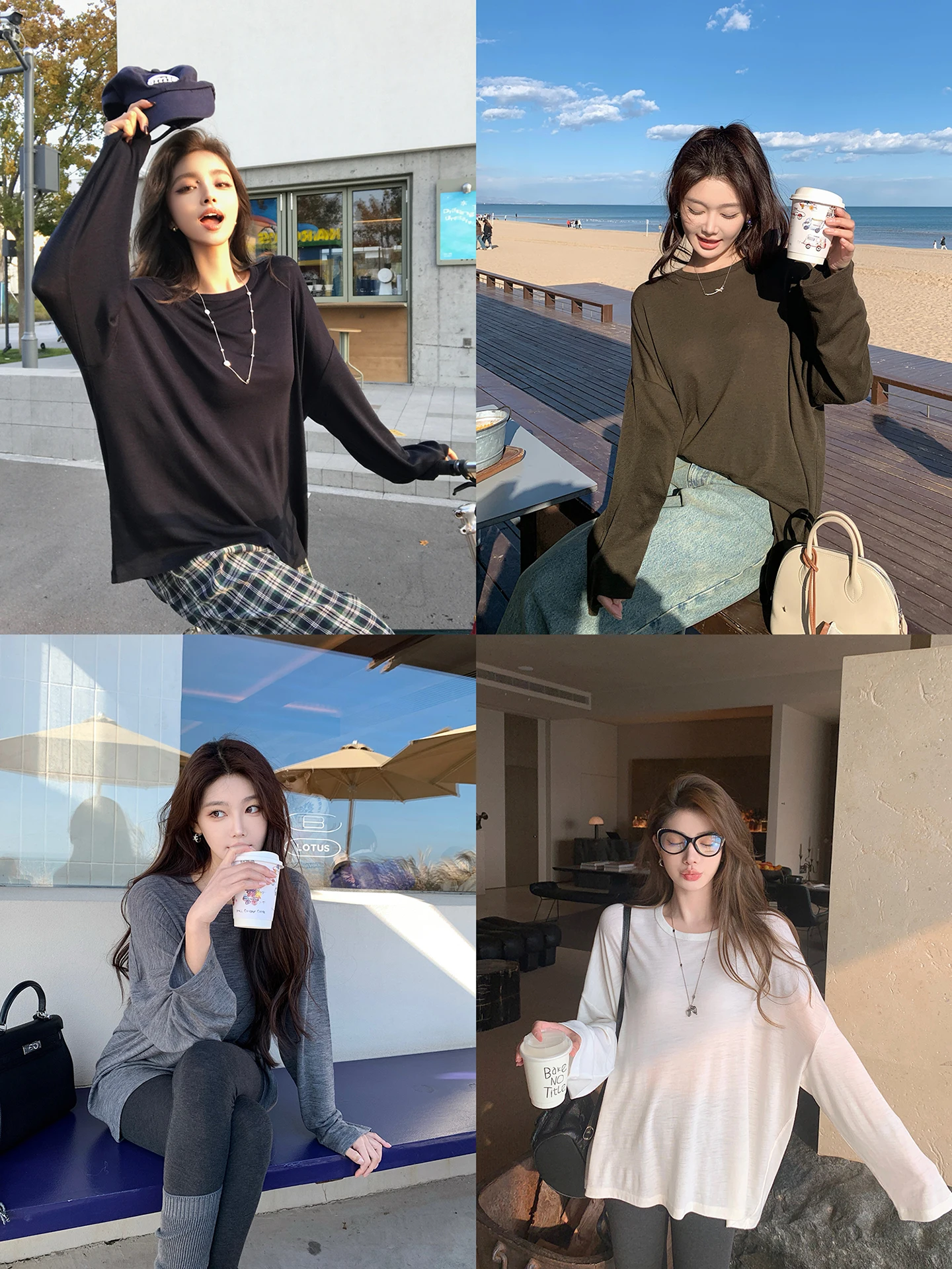 

Lilylikes mat Autumn Winter Wool Tee 00 Wool Skin-friendly Base Layer irt for Women round Ne Long Sve