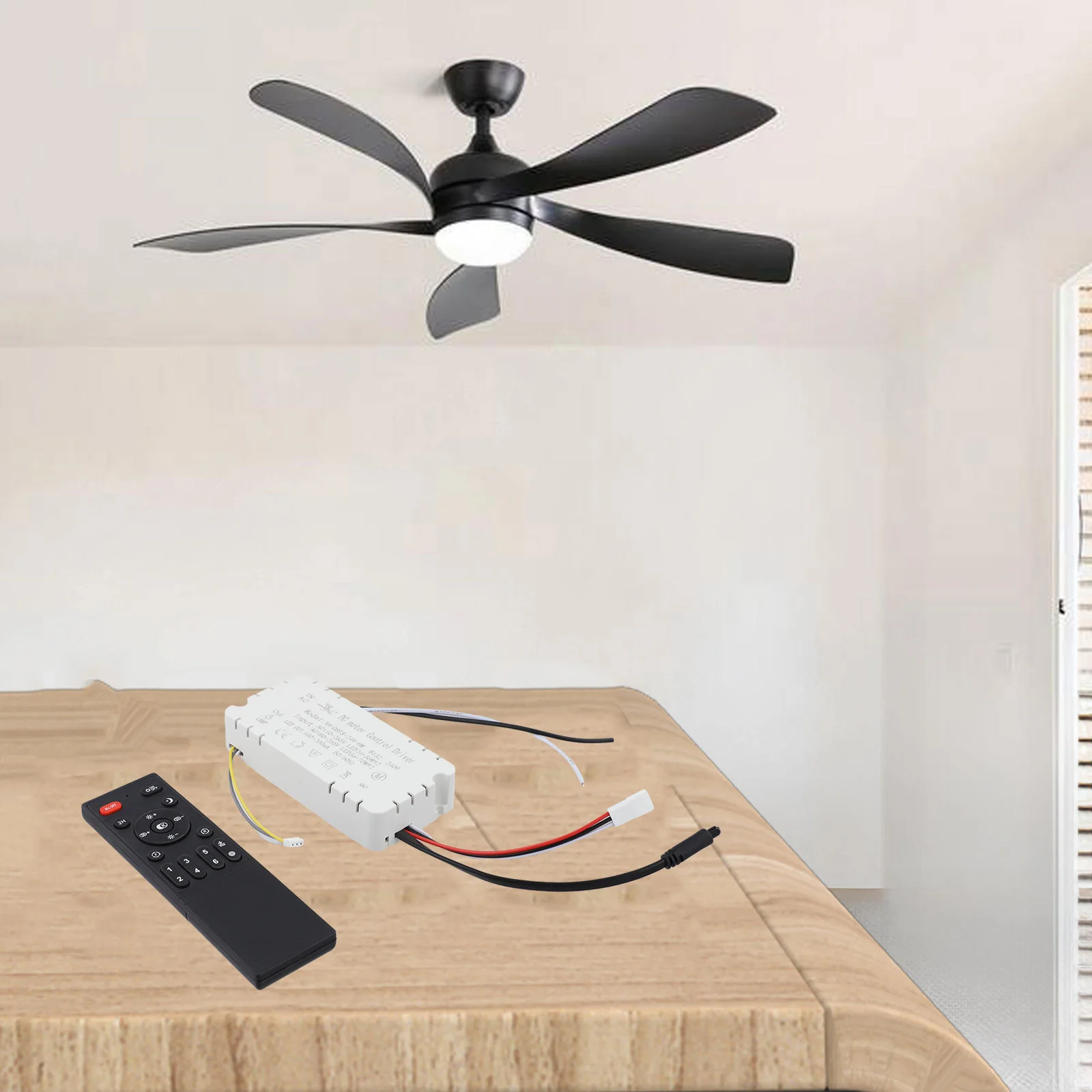 6 Speed Fan Light Inverter Remote Control with Stepless Dimming Receiver Suitable for Fan Speed and Light Control