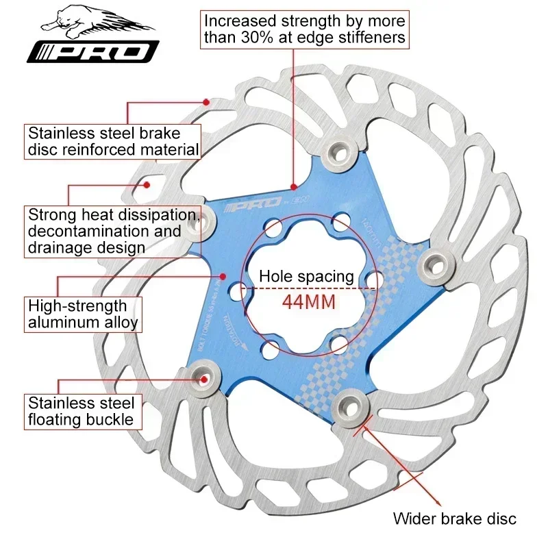 IIIPRO Fiets disco 203 140 160 180 mm 6-gaats schijfremschijven met rotorschroef Geschikt voor Shimano hydraulische schijfrem