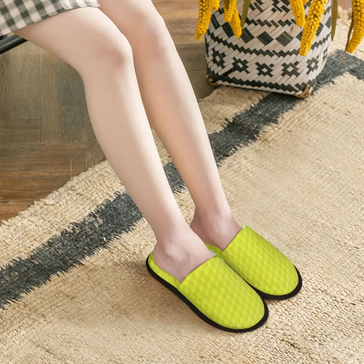 Golf Ball Texture Print House Slippers Cozy Warm Memory Foam Fluffy Slipper Custom Print Women Indoor Outdoor Shoes view 5