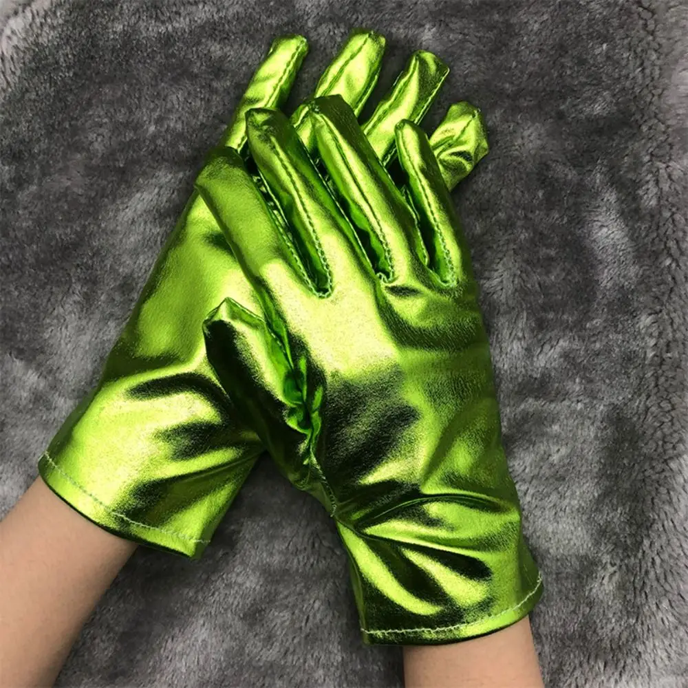 Fashion Shiny Women Leather Gloves Gothic Punk Thin Style Driving Gloves Cosplay Stage Performances Mittens Party
