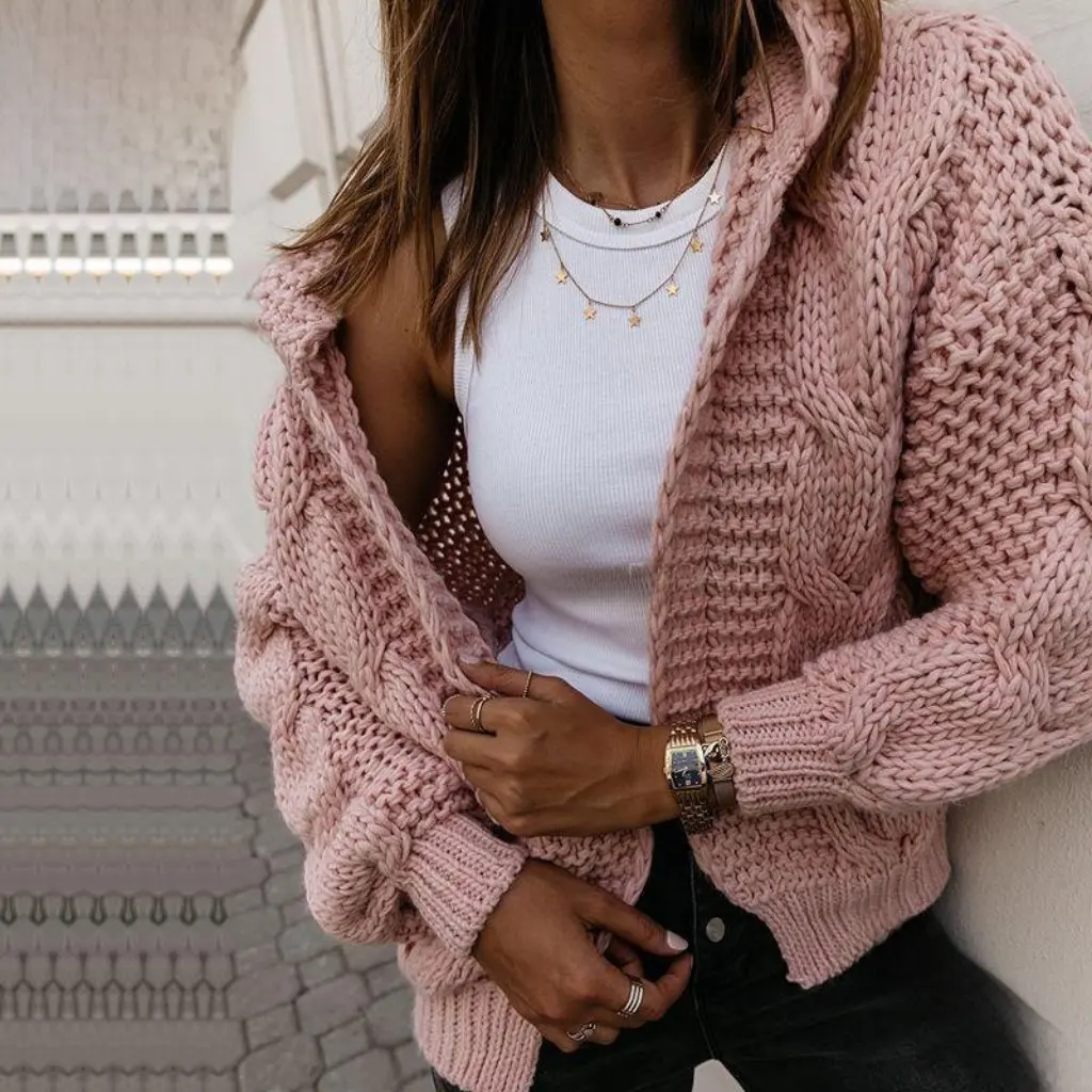 

Женский свитер с толстыми иглами, осенне-зимний свободный кардиган, модный европейско-американский стиль TX5051