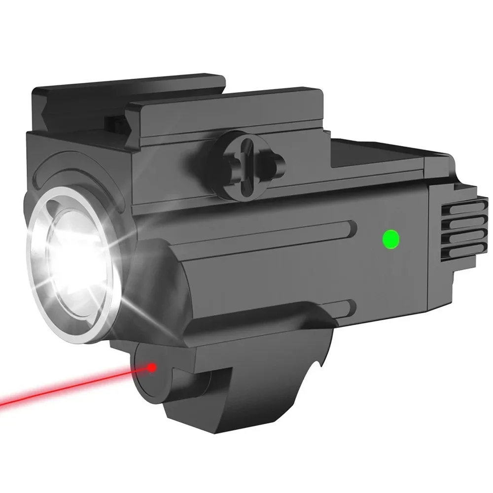 

Mini Weapon Light Combo 800 Lumens Pistol Tactics Flashlight Red Laser Sight Rechargeable LED Torch for Outdoor Hunting Shooting