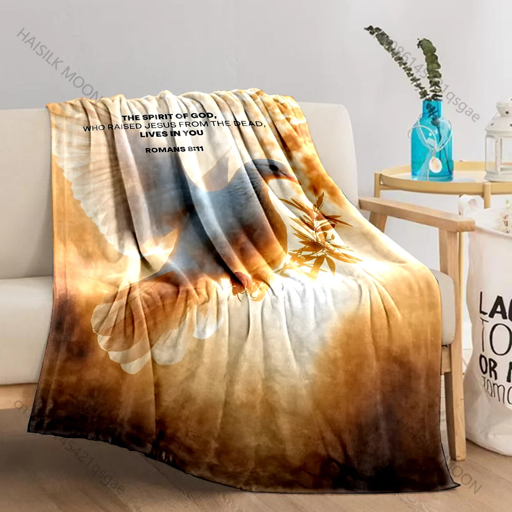 White dove olive branch biblical Psalms Print Believer Pray blanket Warm soft flannel material suitable for all seasons gift