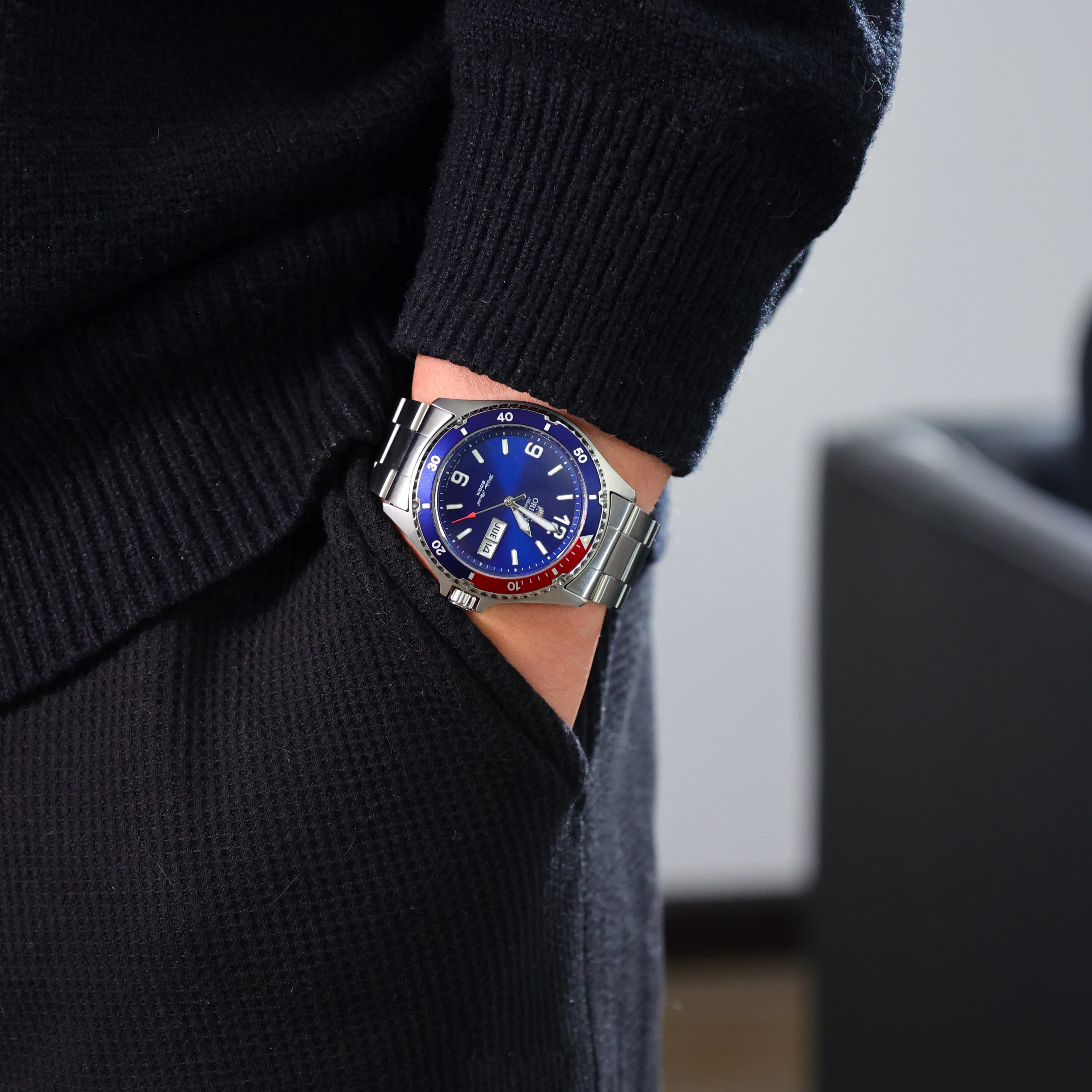 أورينت ساعة رجل أصلي ياباني ساعات آلية أوتوماتيكية 20Bar مقاوم للماء ساعة رياضية مضيئة الفولاذ المقاوم للصدأ ساعة رجالية