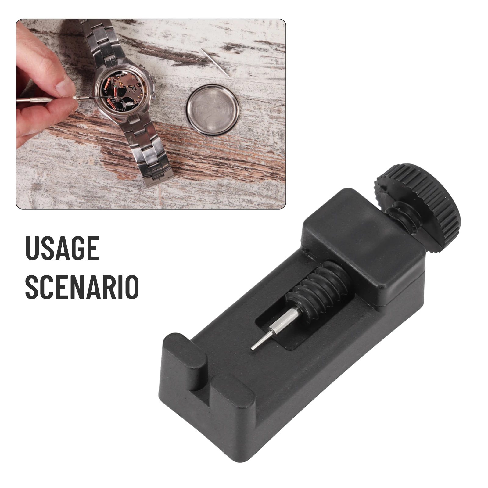 Dissolvant de ceinture de maillons de montre, Mini réparation de montre noir/argent, 1 pièce, ouvre-mail de bande réglable, dissolvant de goupille en plastique + métal